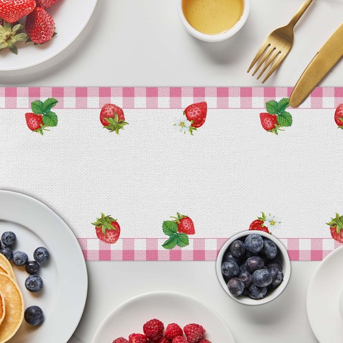 Pink Retro Truck Red Strawberry Table Runner for Indoor Outdoor Home Party Decor - Picture 5 of 5