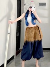 Demon Slayer Hashibira Inosuke Cosplay Women's Costume Halloween Pants Apron Set