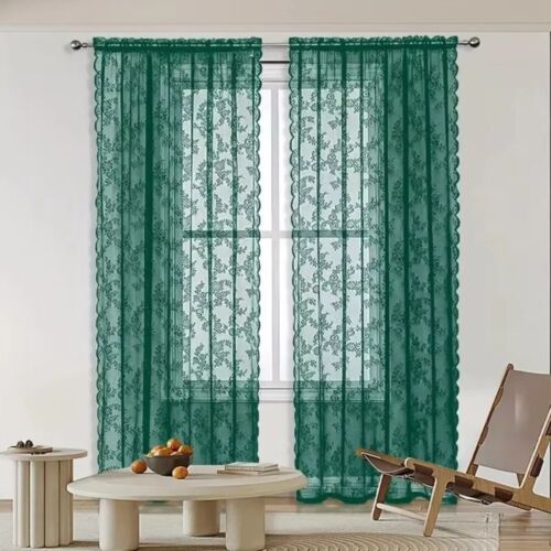 Gauze Lace Sheer Curtain Embroidered Tulle Curtain Window Drapes Living Room