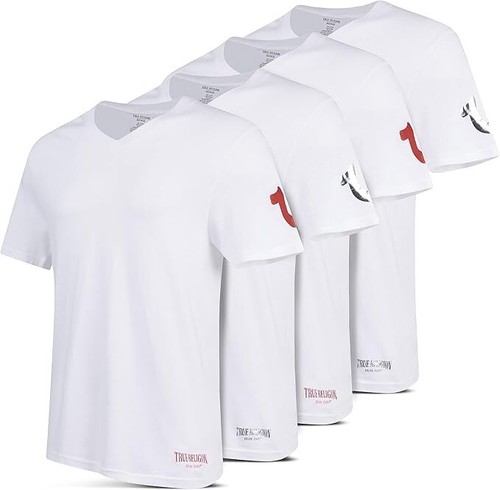T-shirt canottiere uomo True Religion - girocollo o scollo a V - confezione da 4 - Foto 14 di 21
