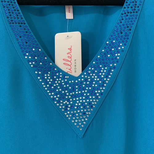 Millers Embossed Ombré Diamonte V Neck Teal /Blue Top Size 18 New - Picture 5 of 6