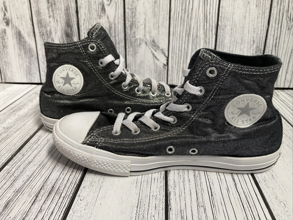 Tenis Converse All Star High Tops Entrenadores Brillantes Gris Met lico Reino Unido 4 EU 37