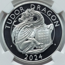 NGC PF70 Tudor Beasts DRAGON 2024, Great Britain 1 Oz SILVER PROOF £2 Coin UK