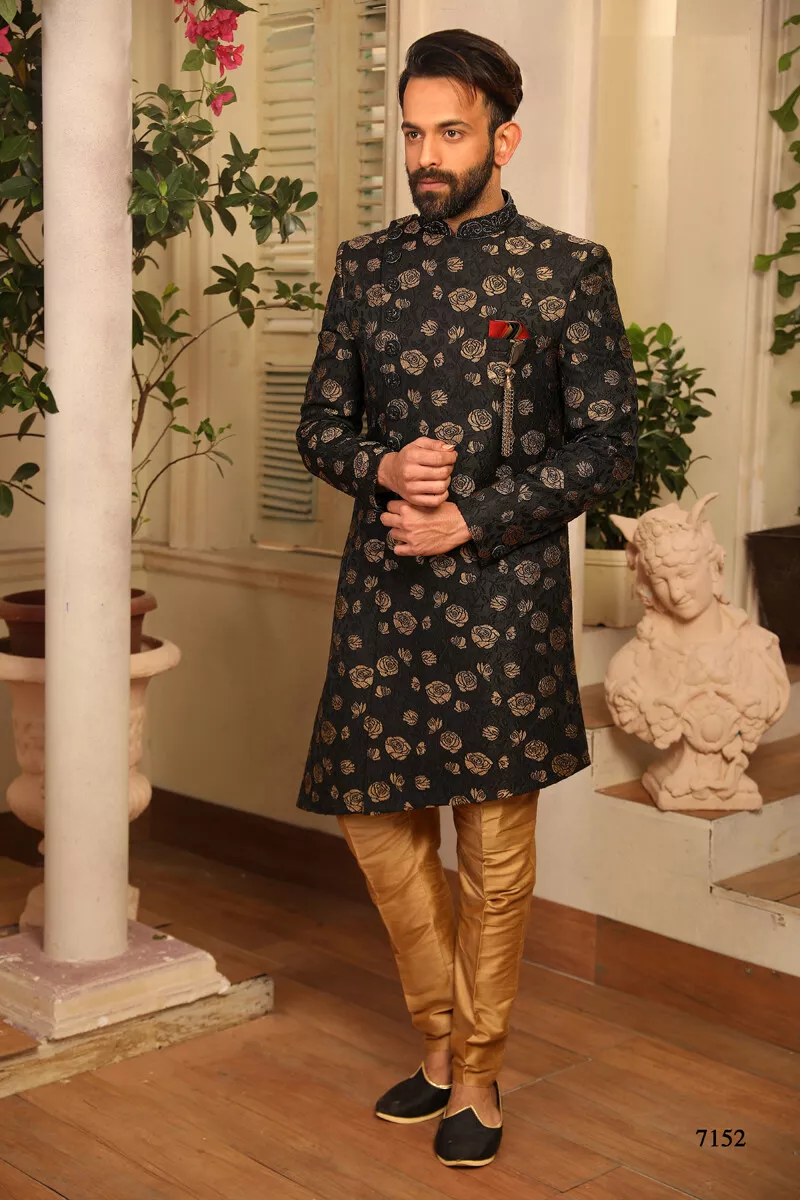 Black ethnic wear for men top