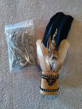 Handmade Feather Smudge Fan With 2 oz Bag Of Sage Cleansing Wiccan Spirituality 