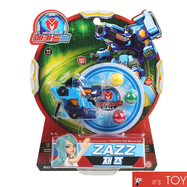 Mecard Ball ZAZZ Blue Transforming Robot Mecanimal Bead Turning