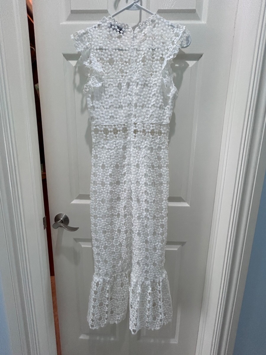 Petal and Pup Lauren Lace Overlay Midi White Dress size 4 | eBay