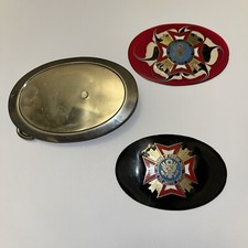 Vintage Veterans of Foreign Wars VFW Chrome Belt Buckle W/Red Black Fronts HTF