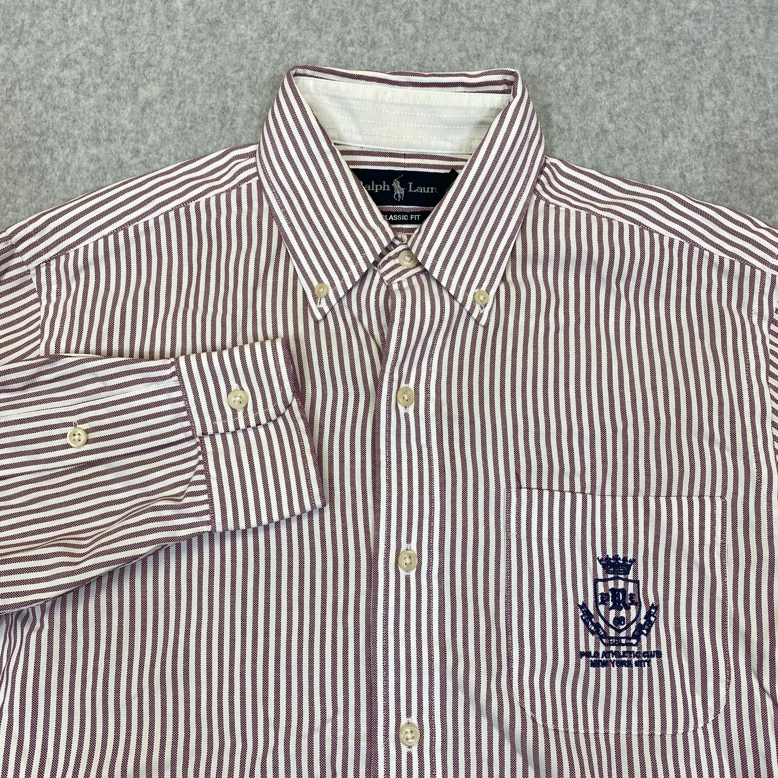 Polo Ralph Lauren Shirt Men's Small Red Long Sleeve Button Up NYC Athletic Club