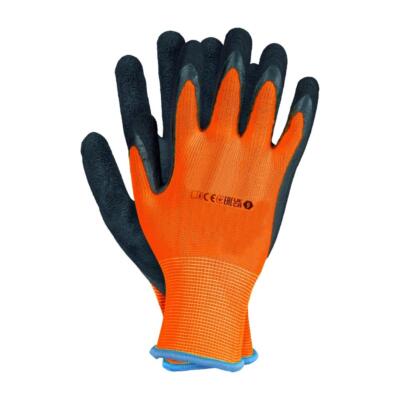 Handschuhe mit Mikroschaum Latex beschichtet 48 Paar Größe 9 Schwarz/Orange