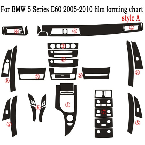 For BMW 5 Series E60 2005-2010 5D Carbon Fiber Pattern Interior DIY Trim Decals - Picture 12 of 20
