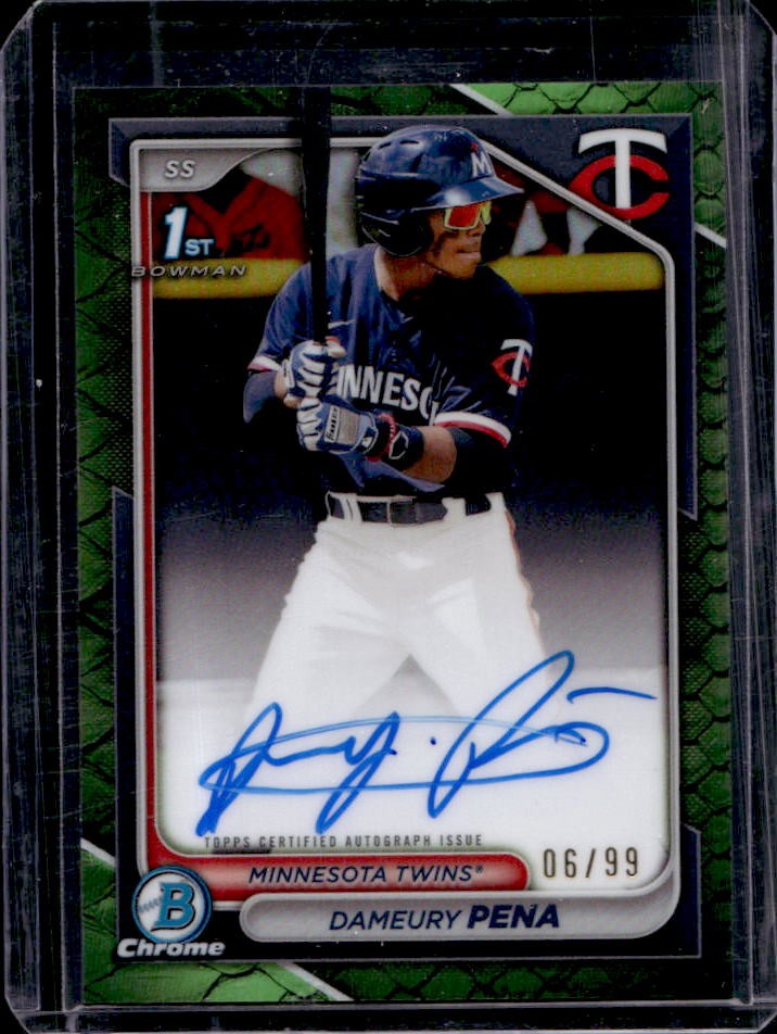 2024 Bowman Chrome Dameury Pena Auto Reptilian Green Refractor 1st #6/99