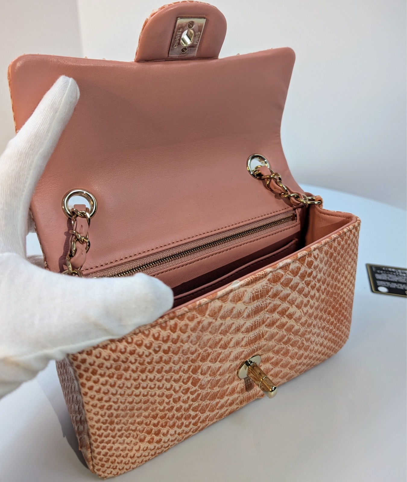 Chanel Salmon Pink Mini Rectangular Classic Flap … - image 10