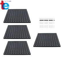 4 Pack 12"x12" Black Metal Pegboard Panels Heavy Duty Pegboard Wall Organizer