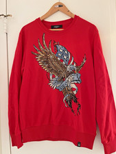 Avenue George V Paris Sweatshirt Rhinestone Eagle GV Men  s Red Long Sleeve Large