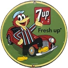 VINTAGE 7UP SODA POP PORCELAIN SIGN GAS STATION PUMP PLATE MOTOR OIL PEPSI COLA