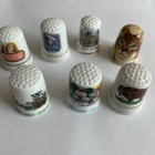 7 Vintage Porcelain Thimbles Disney Morton Salt Coca Cola London