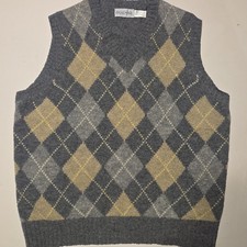Braemar Mens XL Argyle V-Neck Wool Sweater Ve...