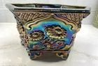 Fenton Vintage Carnival Glass Hexagon Footed Planter/Bowl-Chrysanthemum-Amethyst