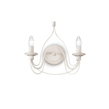 Applique Shabby Chic-Provenzale Corte Metallo Bianco 2 Luci E14