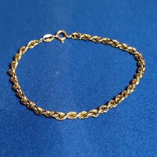 Italian 9ct 375 Gold Rope Twist Bracelet  19.5cm Long  2.85g