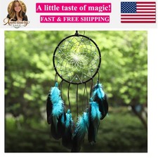 Dream Catcher Handmade Blue Feather Dreamcatchers Wall Hanging Ornament for K...