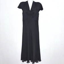 Talbots Dress Womens 6 Black White Polka Dots Silk Midi Fairy Grunge Whimsigoth