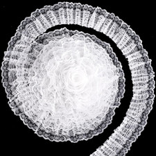 10 Yards Lace Trim, 5Cm Vintage Pleated Organza Lace Ribbons, for Applique, Sewi