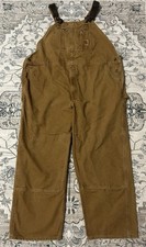 Carhartt Double Knee Carpenter Overalls Mens 48x30 Brown Canvas R06211 Zip Fly