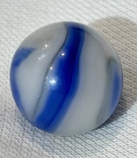 Vintage Akro Agate Corkscrew Marble Light Blue  Blue Creamy Grey White 0.63  