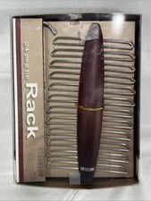 RARE Wooden TIE RACK Holder Stand Hanger Wood And metal T. Harris 24-peg