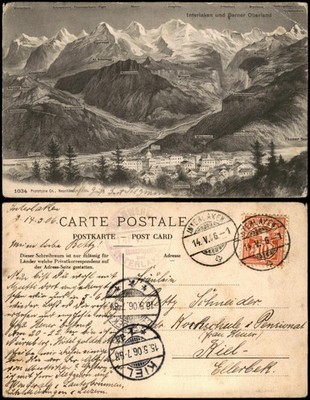 Postcard Lauterbrunnen panorama Interlaken and Bernese Oberland 1906
