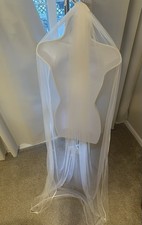 Bridal Veil White Cathedral Length W/ Satin Edge and comb-New