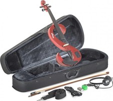 4/4 electric violin set with S-shaped metallic red electric violin, soft case...