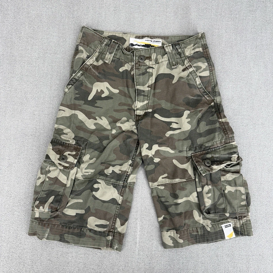 Y2K Lote De 2 Pantalones Cortos Carga Levi’s & Gap Niño Juvenil 14 Camuflados Envejecidos Sueltos Grunge Foto 2 de 4