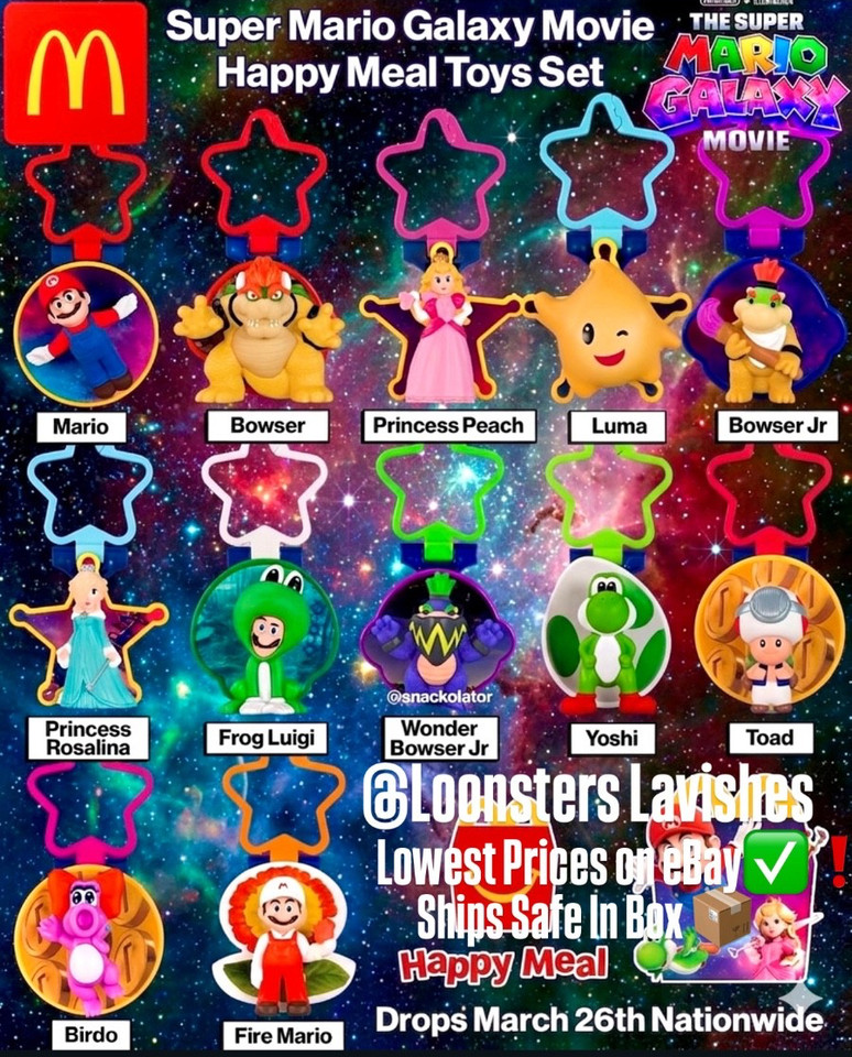 McDonald's Happy Meal Toys Super Mario Galaxy Full Set Or Singles 2026 (1-12)