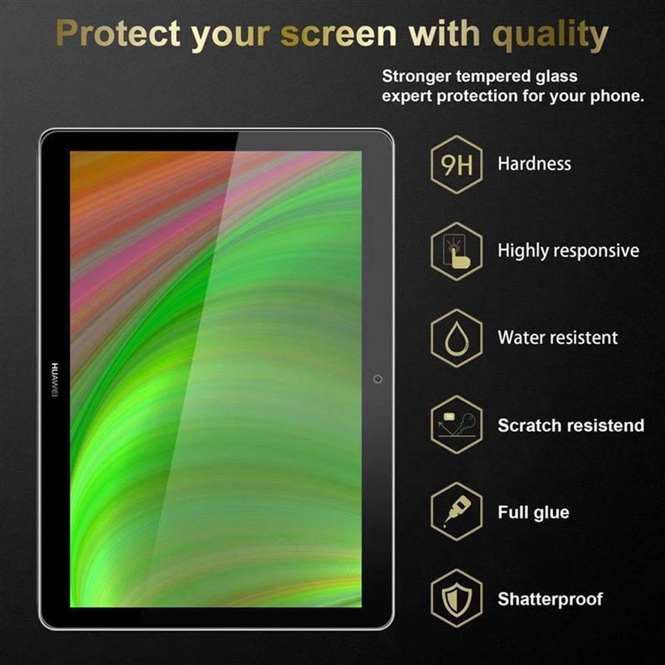 3x Tempered Glass for Huawei MediaPad T3 10 (9.6" inch) Display Screen - Image 3 of 4