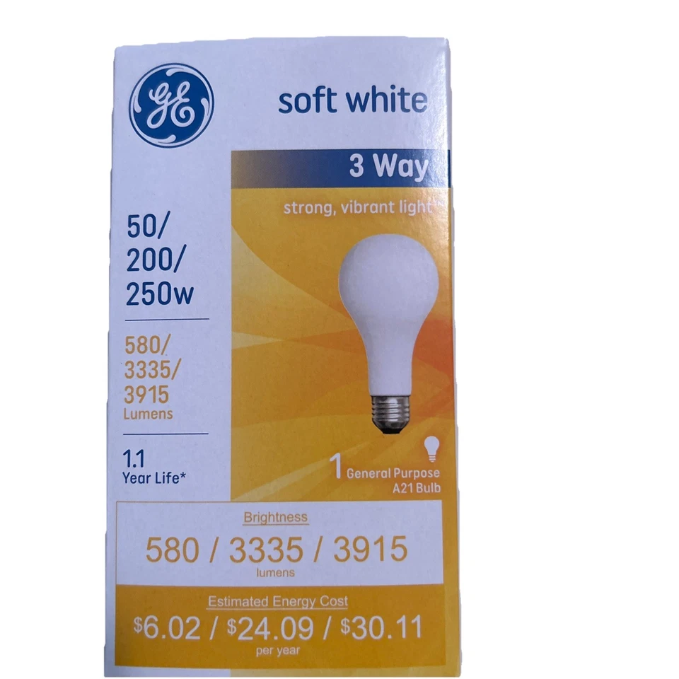 12 GE Soft White 3Way 50/200/250W - Image 3 of 4