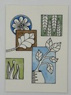 Original ACEO Watercolor Ink Flowers Leaves Shapes Lines Unique Colorful Signed — photo 1