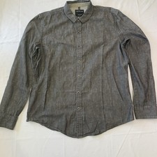 Calvin Klein Mens Gray Button Up Shirt Long Sleeve Large Cotton