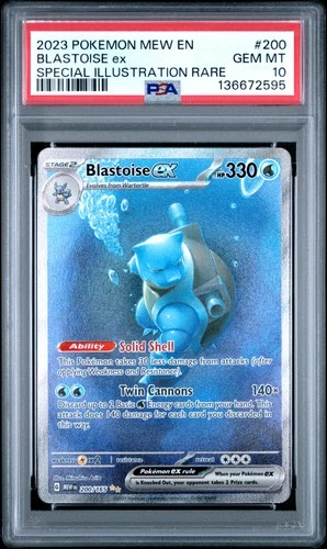 Blastoise ex 200/165 Mew En-151 200 Special Illustration Rare GEM MINT PSA 10