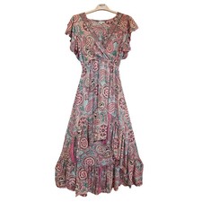 Karma Highway Womens Paisley High-Low Maxi Dress Pink Teal Boho One Size