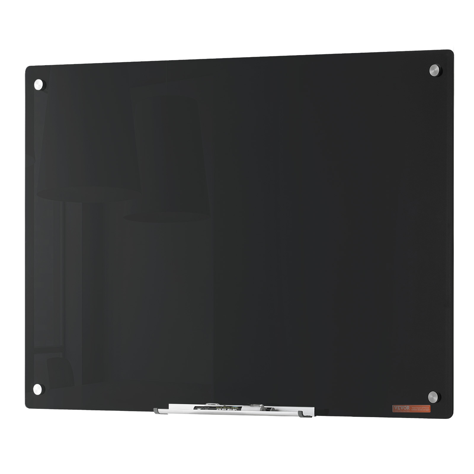 VEVOR Magnetic Glass Whiteboard Dry-Erase Board 36"x24" Wall-Mounted Black