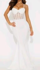 Abito da sposa Fashion Nova bianco bustier taglia M perline e cristalli