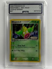 Weepinbell Reverse Holo Stamp 47/92 AGS 1 EX Legend Maker Graded Pokemon Slab