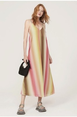 Scotch & Soda Multicolor Pleated Tank Maxi Dress Size 40 with Fabric Pull