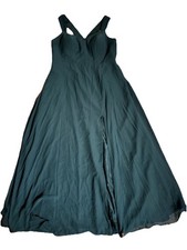 Azazie Women's Dark Green Chiffon Dress Sweetheart Neckline Leg Slit Size 16