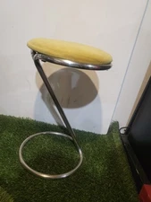 Troy Sunshade Art Deco Z Stool in the manner of Gilbert Rohde Chrome Cloth Seat