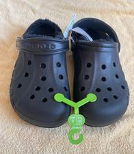 Crocs Classic Fleece Lined Clogs Size 5M/7W Black Shoe w/ Black Lining Womens 7