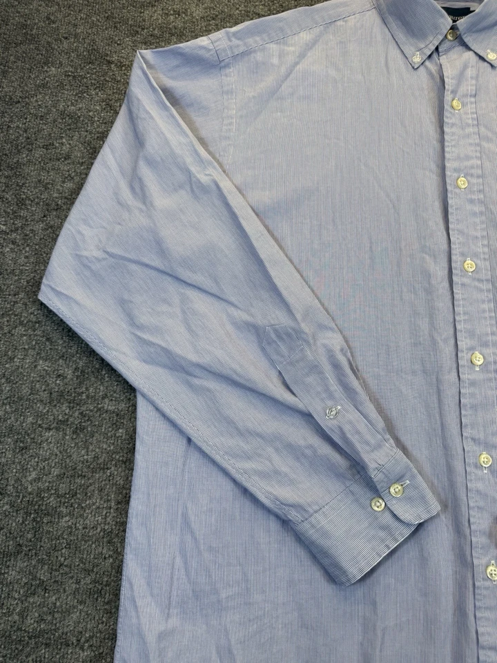 Camisa De Colección Ralph Lauren Para Hombre Talla 16 34-35 Azul Microstripe Yarmouth 100% Algodón Foto 3 de 4